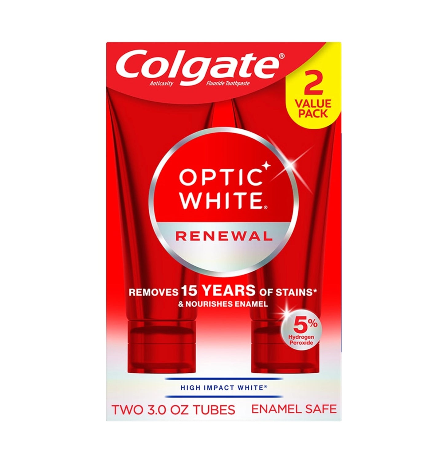 Colgate Optic White Renewal Whitening Toothpaste Mint 2 pack - New