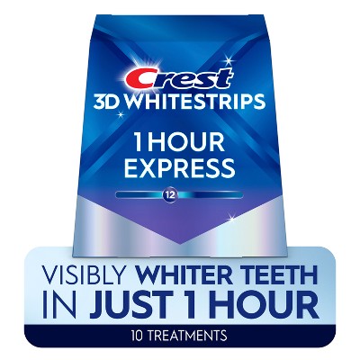 Crest 3D Whitestrips 1-Hour Express At-home Teeth Whitening Kit 10 Treatments - New