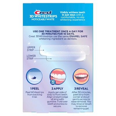 Crest 3DWhitestrips Noticeably White At-home Teeth Whitening Kit 10 Treatments - Imperfect Box