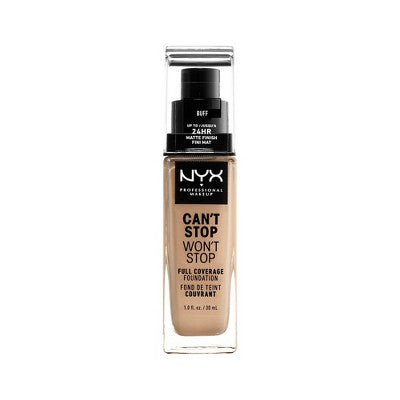 NYX Professional Makeup 24Hr Full Coverage Matte Finish Foundation 10 Buff 1 fl oz - Imperfect Container