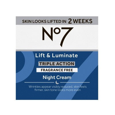 No7 Lift & Luminate Triple Action Fragrance Free Night Cream 1.69 fl oz - Imperfect Box