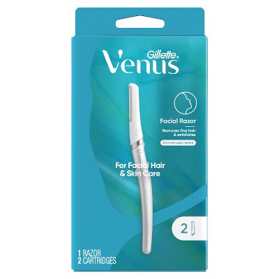Venus for Facial Hair & Skin Care Exfoliating Dermaplaning Razor + 2 Blade Refills Starter Kit 3ct - New