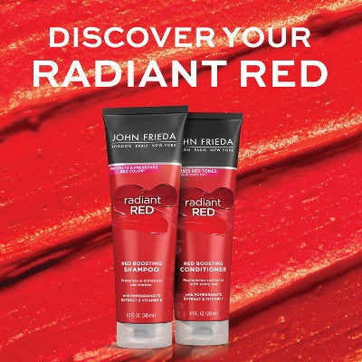 John Frieda Radiant Red Red Boosting Shampoo for Red Hair, Hair Color Protectant for Shades Red 8.3 fl oz - Imperfect Container