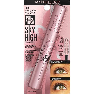 Maybelline Lash Sensational Sky High Mascara Washable Blackest Blk 0.24 fl oz - Imperfect Box