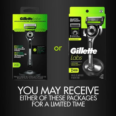 Gillette Labs Exfoliating Bar Razor + 2 Razor Blade Refills - Missing Box