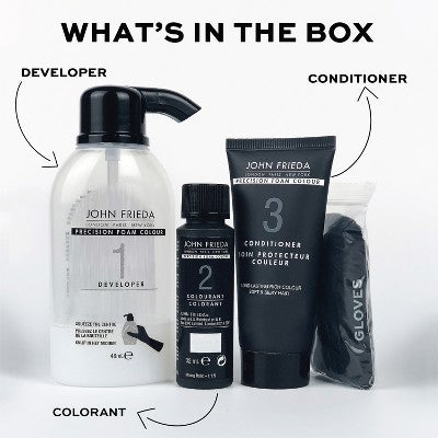 John Frieda Luminous Black Precision Foam Color, Hair Color Foam 2N Natural Black - Imperfect Box