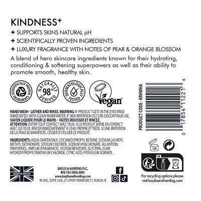 Baylis & Harding Kindness Hyaluronic Acid Handwash Pear and Orange Blossom 16.9 fl oz - Imperfect Container