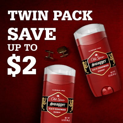 Old Spice Red Collection Solid Deodorant for Men Swagger Scent Aluminum-Free 2pk/3oz - Imperfect Box