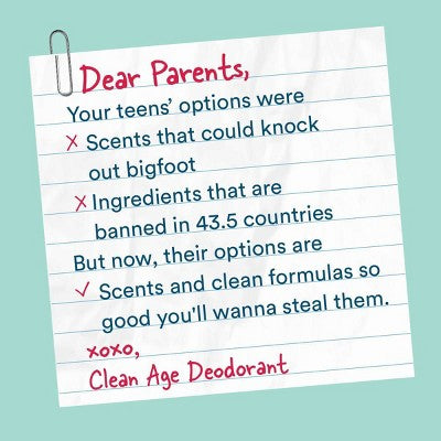 Clean Age Cedar & Sea Salt AHA Deodorant + Body Spray for Teens 4 fl oz - New