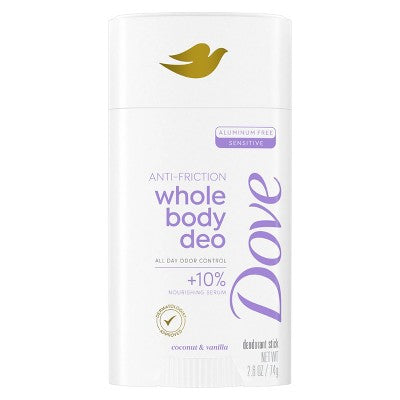 Dove Beauty Whole Body Solid Deodorant Anti-Chafe Stick Coconut & Vanilla 2.6oz - New