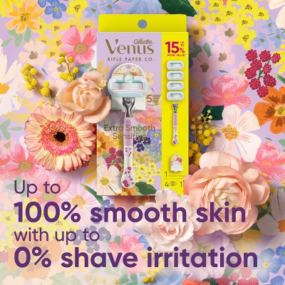 Rifle Paper Co. + Venus Women's Deluxe Smooth Sensitive Razor + 4 Refills - Imperfect Box