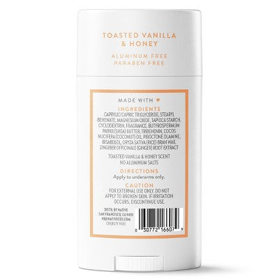Native Limited Edition Deodorant Toasted Vanilla & Honey 2.65oz - New