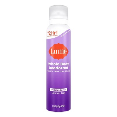 Lume Whole Body Women's Invisible Spray Deodorant Lavender Sage Scent 3.6oz - Imperfect Container