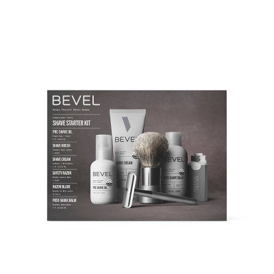 Bevel Men's Shave Kit Safety Razor and Brush Shave Cream Pre Shave Oil  Post Shave Balm 40 Blades - Missing Box