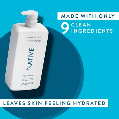 Native Body Wash Sea Salt & Cedar with Pump 36 fl oz - New