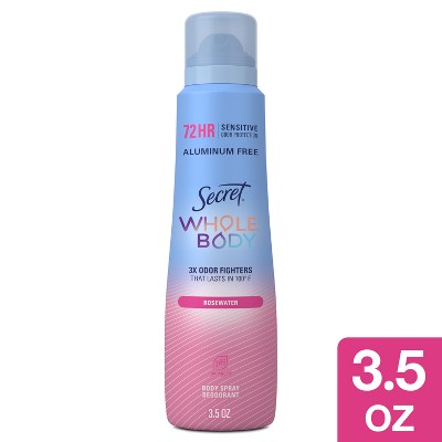 Secret Whole Body Deodorant Spray Rosewater 3.5oz - Missing Lid