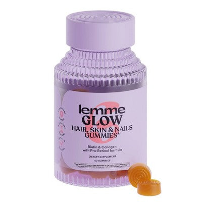 Lemme Glow Collagen Gummies Peach Flavored 60ct - Imperfect Container