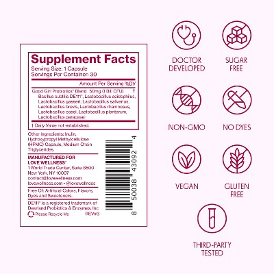 Love Wellness Good Girl Probiotics for Vaginal & Urinary Tract Health 30ct - Imperfect Container