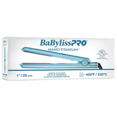 BaBylissPRO Nano Titanium Digital Straightening Flat Iron Blue 1" - Missing Box
