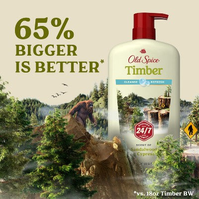 Old Spice Men's Body Wash Timber with Sandalwood 30 fl oz - Imperfect Container