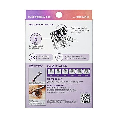 KISS Products imPRESS Long Lasting Press-On Self Adhesive False Eyelashes Demi Wispy 25ct - Imperfect Box