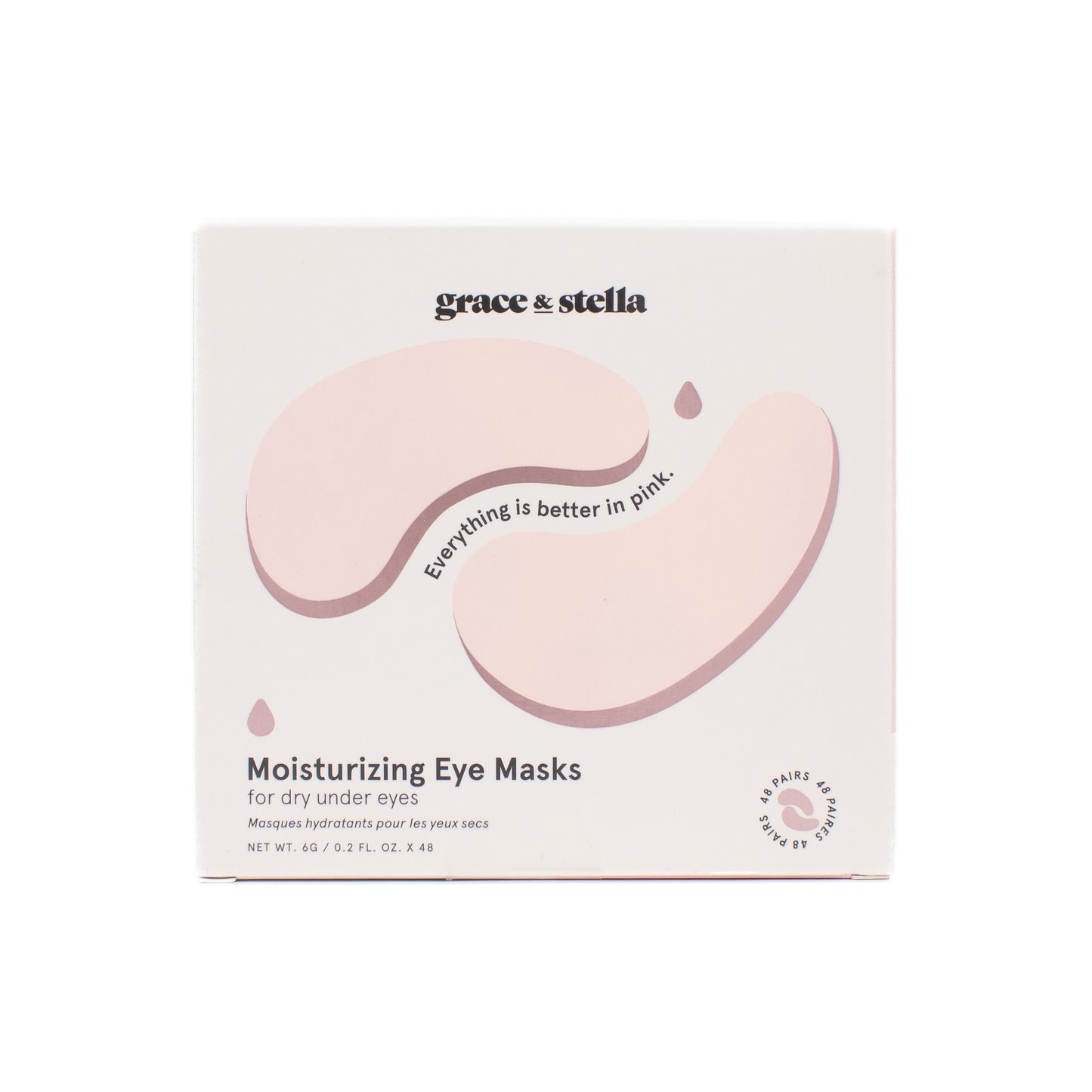 Grace & Stella Moisturizing Pink Eye Masks 48 Pairs - New
