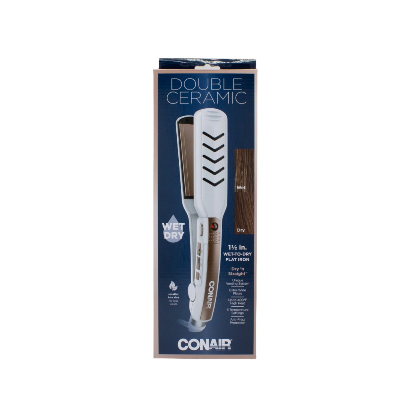 CONAIR Double Ceramic Wet to Dry Flat Iron 1.5" - New