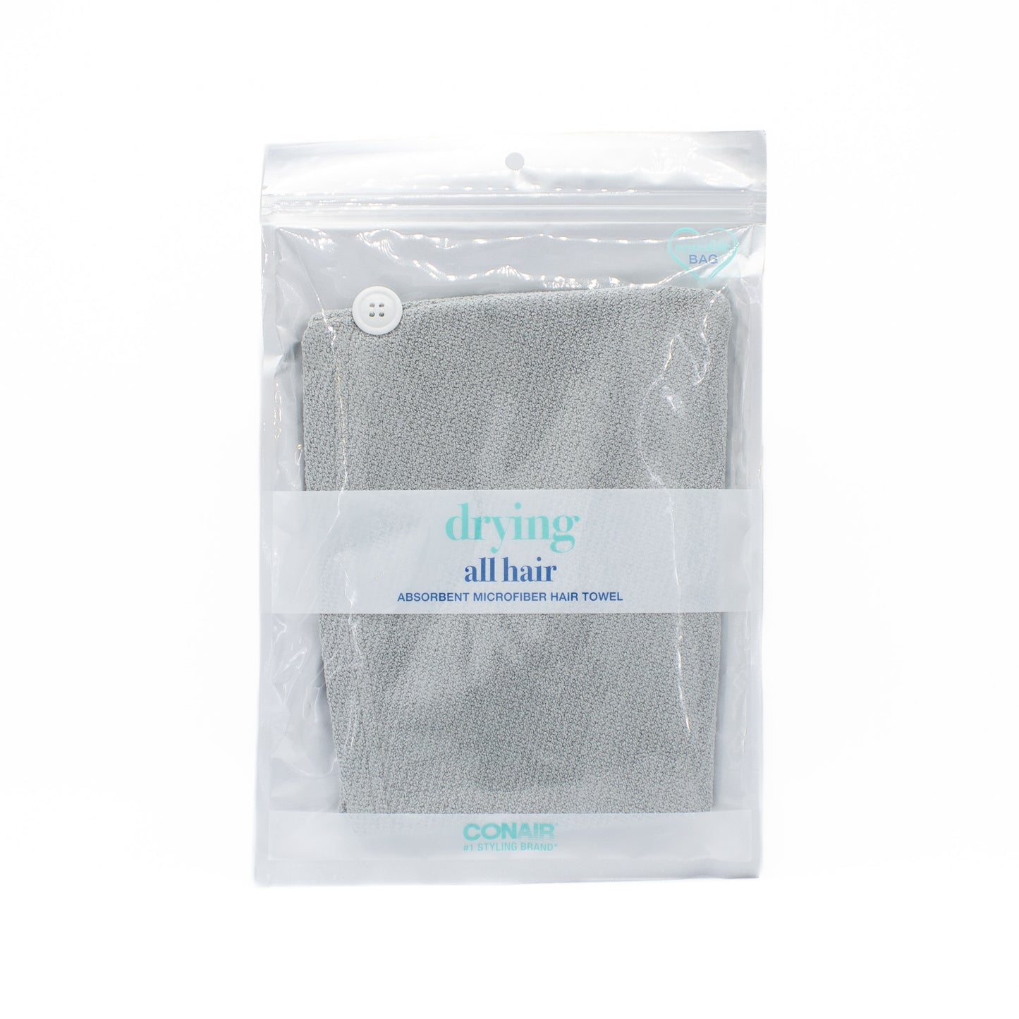 Conair All Hair Absorbent Microfiber Towel Grey - New