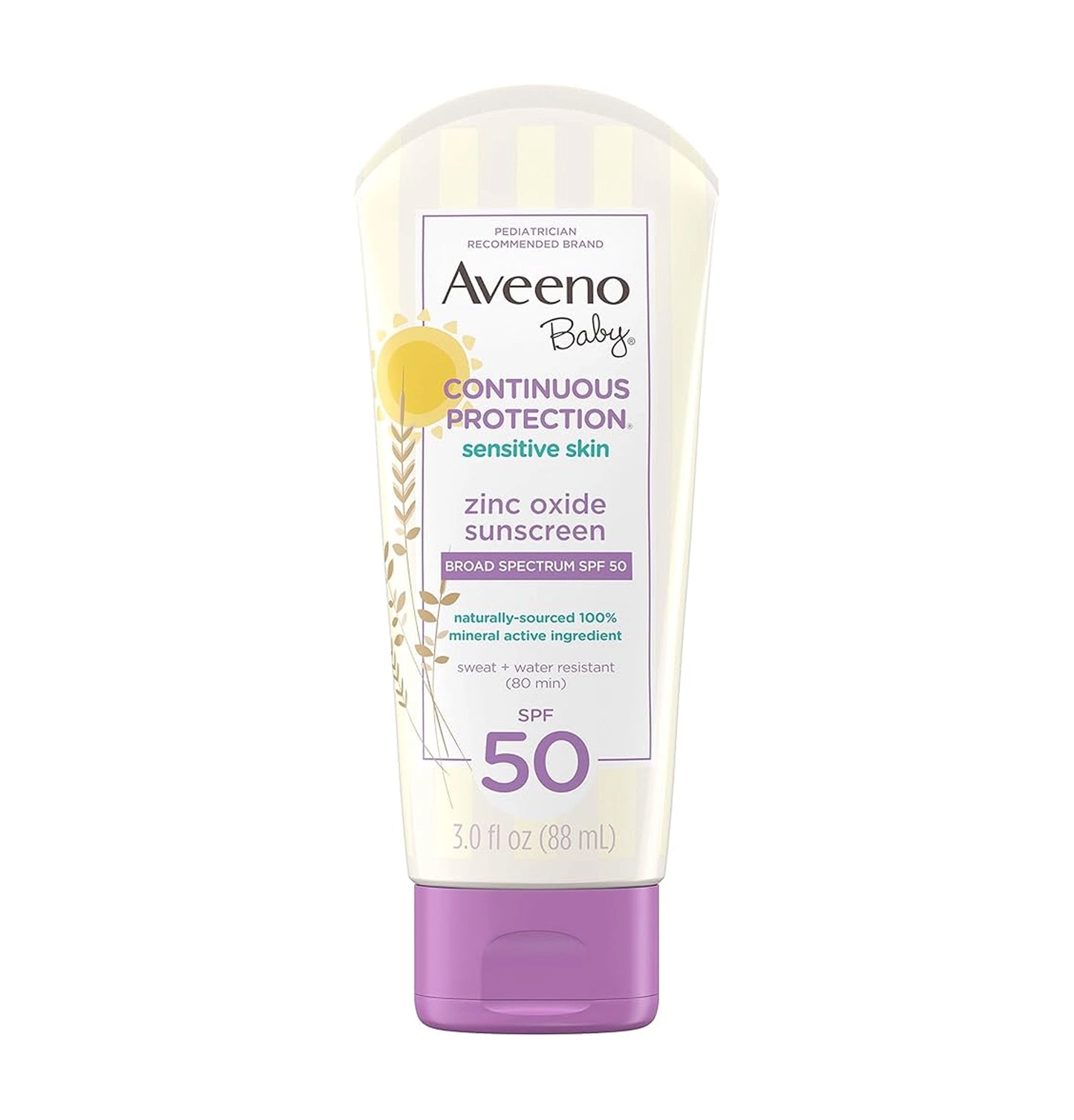Aveeno Baby Continuous Protection Zinc Oxide Sunscreen SPF 50 3 fl oz - New