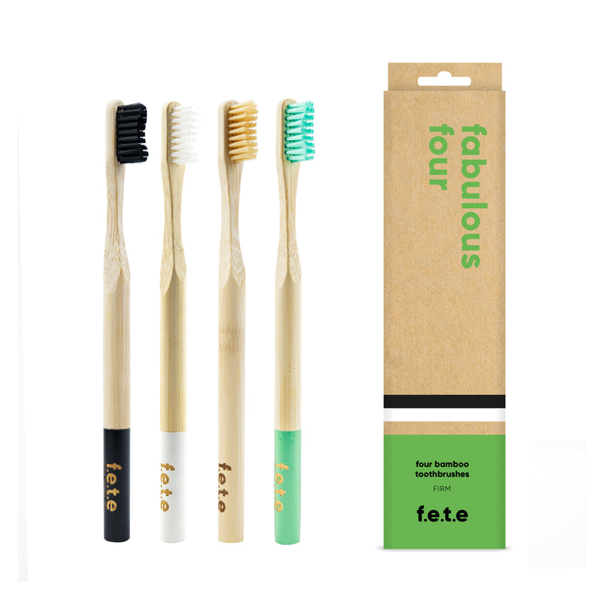 F.E.T.E Fabulous Four FIRM Bamboo Toothbrushes (4 Pack) - New