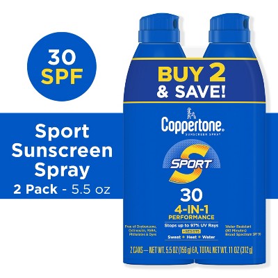 Coppertone Sport Sunscreen Spray SPF 30 Twin Pack 11oz - Imperfect Box
