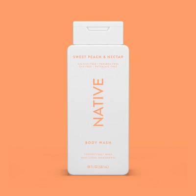Native Body Wash Sweet Peach & Nectar Sulfate Free 18 fl oz - Imperfect Container
