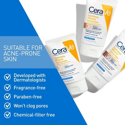 CeraVe Hydrating Mineral Tinted Face Sunscreen Lotion SPF 30 Medium 1.7 fl oz - Missing Box