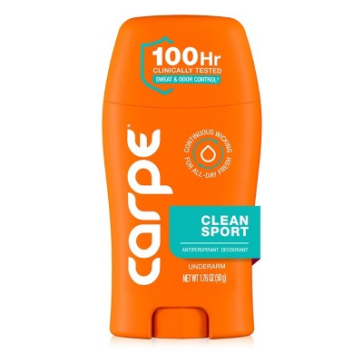 Carpe Men's 100HR Sweat & Odor Control Antiperspirant Deodorant Clean Sport 1.76oz - Imperfect Container