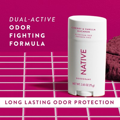 Native Solid Deodorant for Women; Men Cherry; Vanilla Macaron Aluminum-Free 2.65oz - Imperfect Container