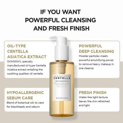 SKIN1004 Madagascar Centella Light Cleansing Oil Korean for Makeup Impurities Removal 200ml - Imperfect Box