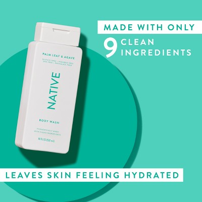 Native Body Wash for Men & Women Sulfate Free Palm Leaf & Agave 18 fl oz - New