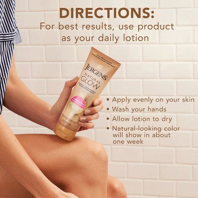 Jergens Glow Daily Moisturizer + Sunless Self Tanner Tanning Lotion Fair To Medium 7.5 fl oz - Imperfect Container