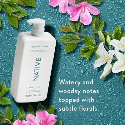 Native Body Wash Cashmere & Rain Sulfate Free with Pump 36 fl oz - New