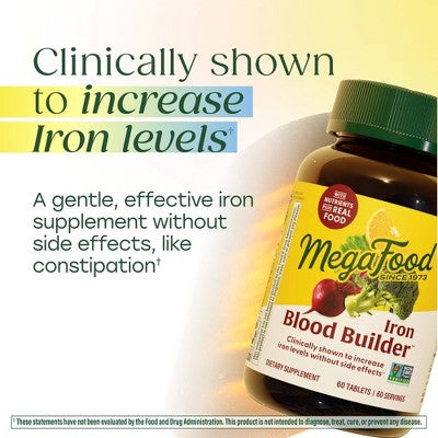 MegaFood Blood Builder Vegan Iron Supplement 60ct - New