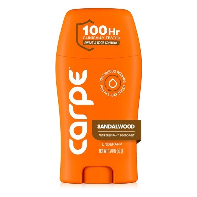 Carpe Men's 100HR Sweat & Odor Control Antiperspirant Deodorant Sandalwood 1.76oz - Imperfect Container