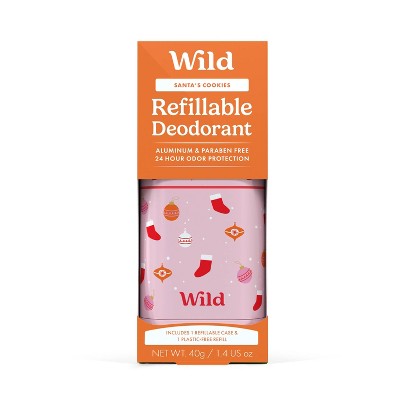 Wild Cosmetics Pink Stocking Case & Santa's Christmas Cookies Deodorant Refills 1.4oz/2ct - Imperfect Box