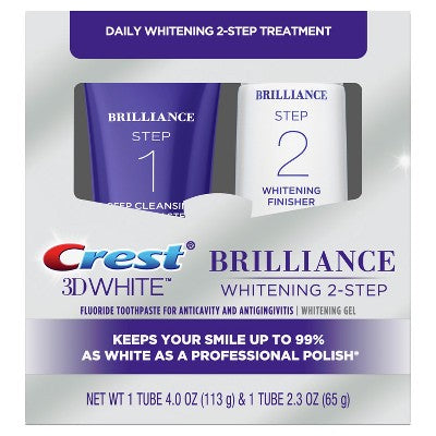 Crest 3D White Brilliance Toothpaste and Whitening Gel System 4.0oz and 2.3oz - Imperfect Box