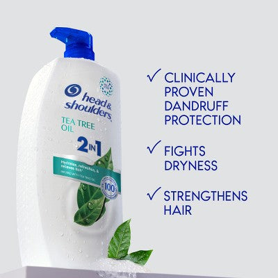 Head & Shoulders 2-in-1 Dandruff Shampoo and Conditioner, Anti-Dandruff Treatment, Tea Tree Oil for Daily Use, Paraben-Free 28.2 fl oz - Imperfect Container