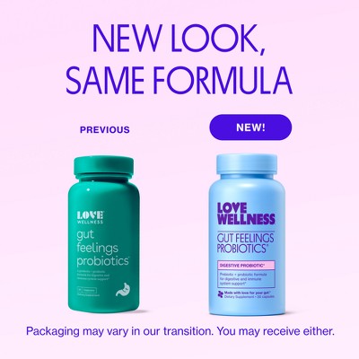 Love Wellness Gut Feelings Probiotics for a Healthy Gut & Immunity 30ct - Imperfect Container