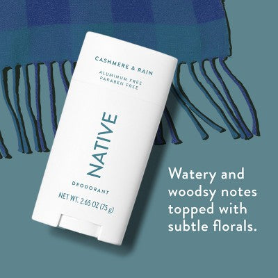 Native Solid Deodorant for Men Cashmere & Rain Aluminum-Free 2.65oz - New
