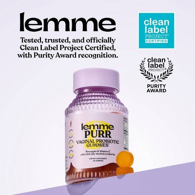 Lemme Purr Vaginal Probiotic Gummies  Vitamin C Pineapple Flavored 60ct - Imperfect Container