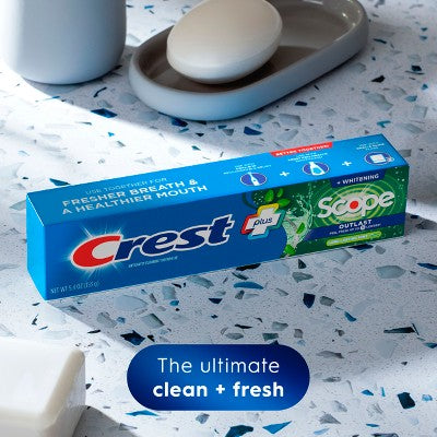 Crest + Scope Outlast Complete Whitening Toothpaste, Mint - 5.4 oz