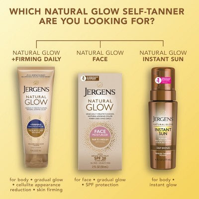 Jergens Natural Glow Skin Firming Moisturizer/Sunless Self Tanning Medium To Tan 7.5 fl oz - Imperfect Container