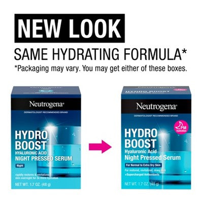 Neutrogena Hydro Boost Hyaluronic Acid Night Pressed Face Serum 1.7oz - Imperfect Box